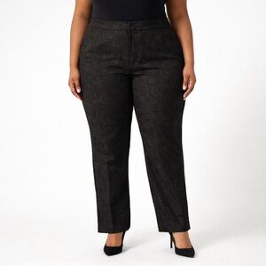LN Ashley Stewart Elegant Black Patterned Pants - 16